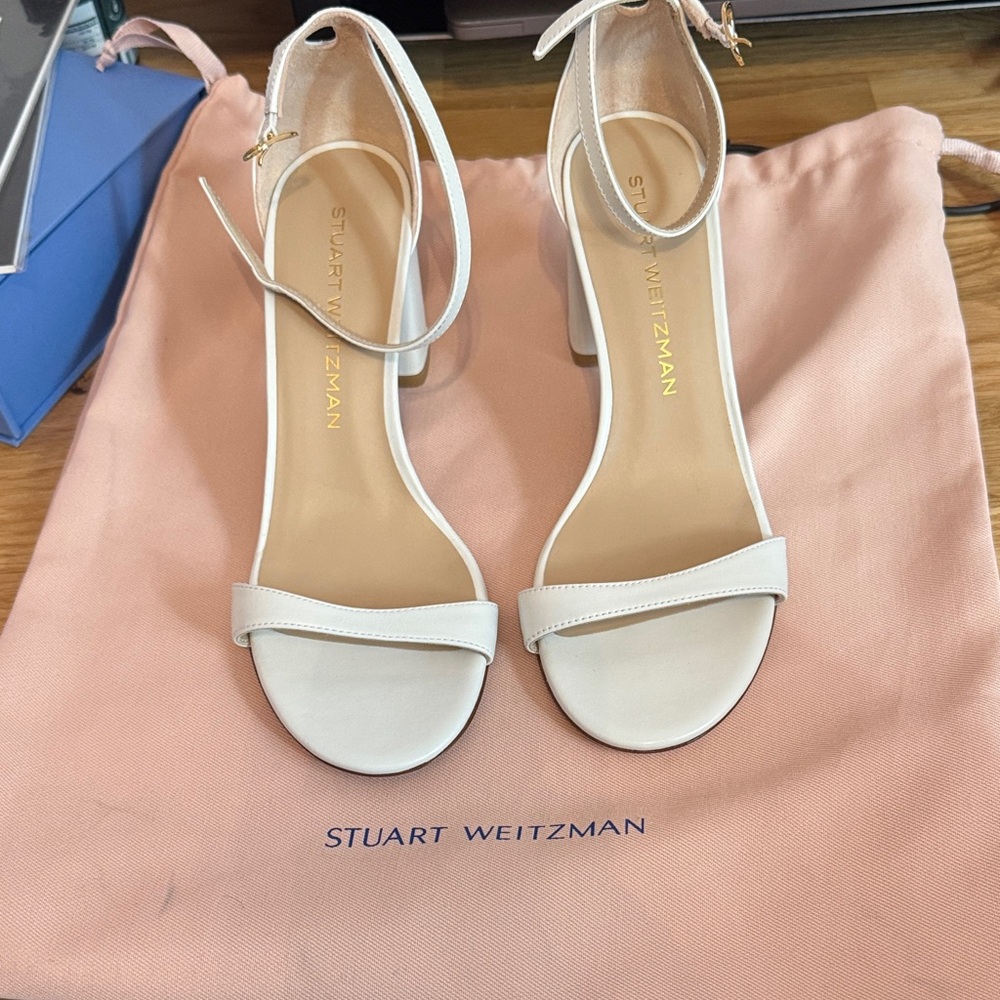 Stuart Weitzman Cream Heeled Sandals